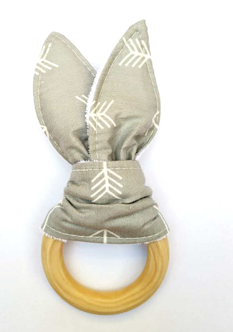 Wooden Baby Teether with Bunny Ears